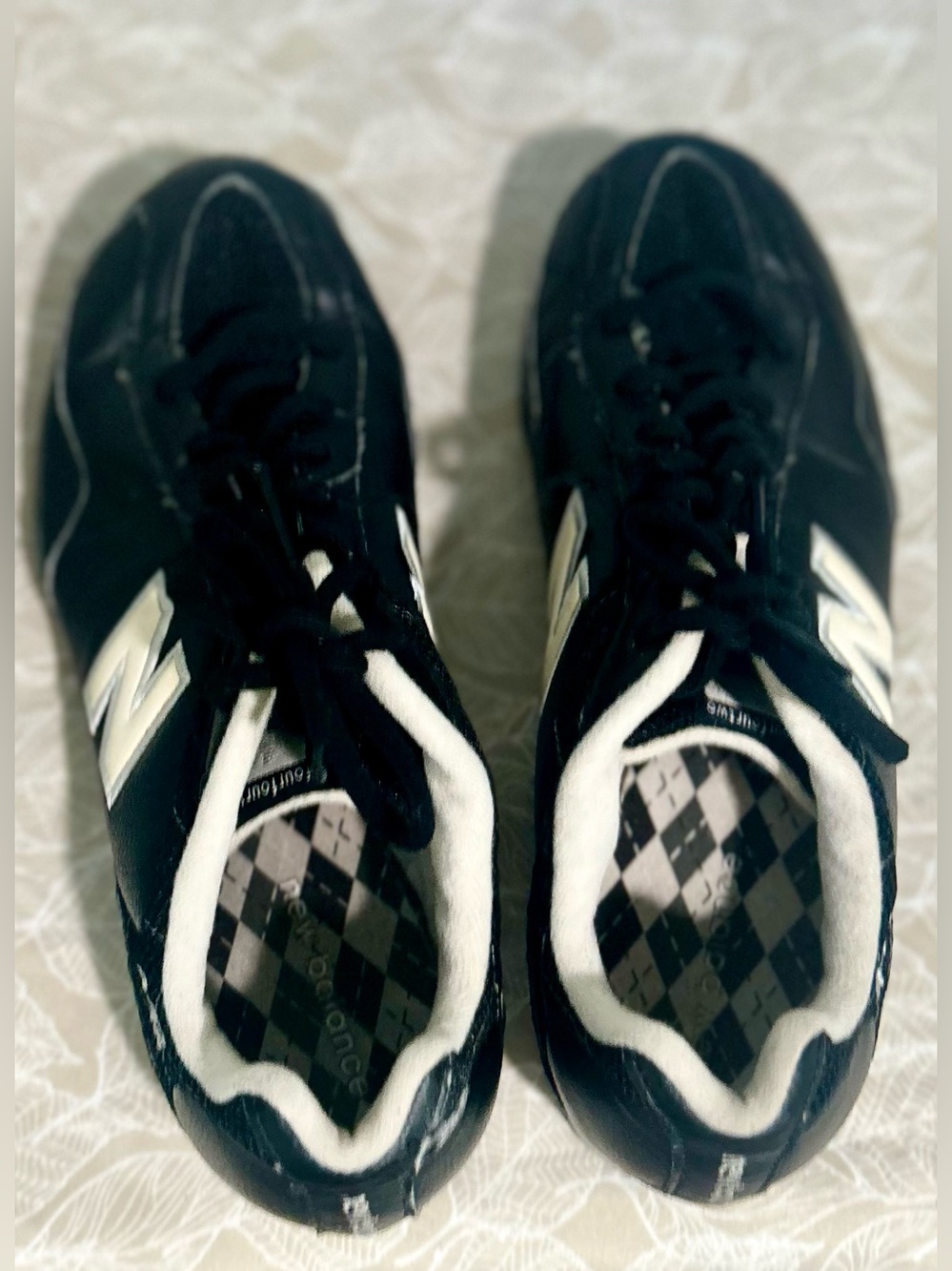 Vintage New Balance 442 Black Low Top Lace-Up Argyle Athletic Sneaker 8 CW442BS - Picture 7 of 8